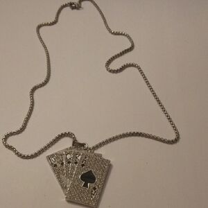 Silver Playing Cards Mens Chain